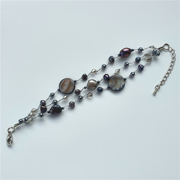 Armband, blau-grau